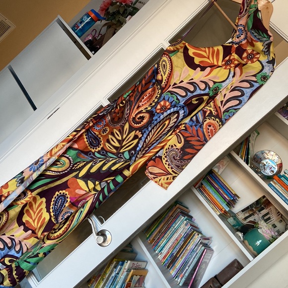 NWT ZARA Asymmetric Sleeve Side Slit Tropical Print Dress Blogger Favorite Small - Picture 4 of 10